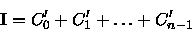 \begin{displaymath}
\mathbf{I} = C_{0}' + C_{1}' + \ldots + C_{n-1}'
 \end{displaymath}