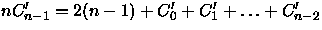 $nC_{n-1}' = 2(n-1) + C_{0}' + C_{1}' + \ldots +
 C_{n-2}'$