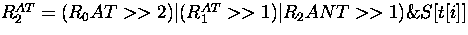 $ R_2^{AT} = (R_0{AT} \gt\gt 2) \vert (R_1^{AT}\gt\gt 1) \vert R_2{ANT} \gt\gt 1) \& S[t[i]] $