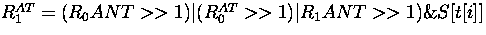 $ R_1^{AT} = (R_0{ANT} \gt\gt 1) \vert (R_0^{AT}\gt\gt 1) \vert R_1{ANT} \gt\gt 1) \& S[t[i]] $