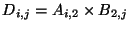$D_{i,j} = A_{i,2} \times B_{2,j}$