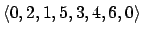 $ \langle 0, 2, 1, 5, 3, 4, 6, 0
\rangle$