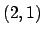 $ (2, 1)$