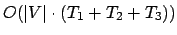 $\displaystyle O(\vert V\vert \cdot (T_1 + T_2 + T_3))$