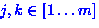 $j, k \in [1\ldots m]$